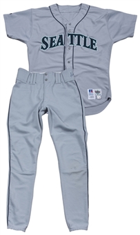 1993 Ken Griffey Jr Game Used Seattle Mariners Road Jersey and Pants (Signed) (JSA)